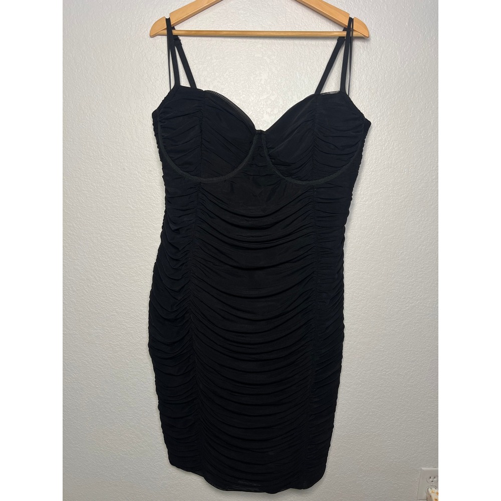 Fashion Nova Jade Bandage Midi Dress Women 3X Black Ruched Underwire Bodycon